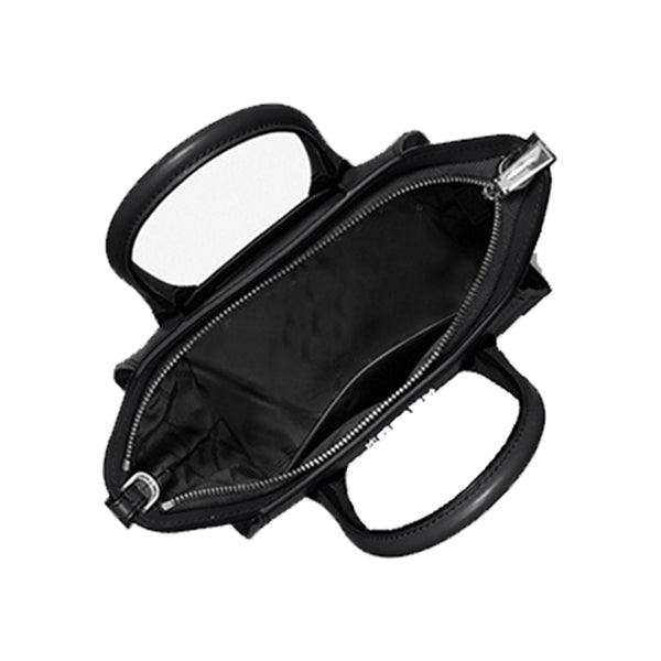 Avril Small Leather Top-Zip Satchel (Black)