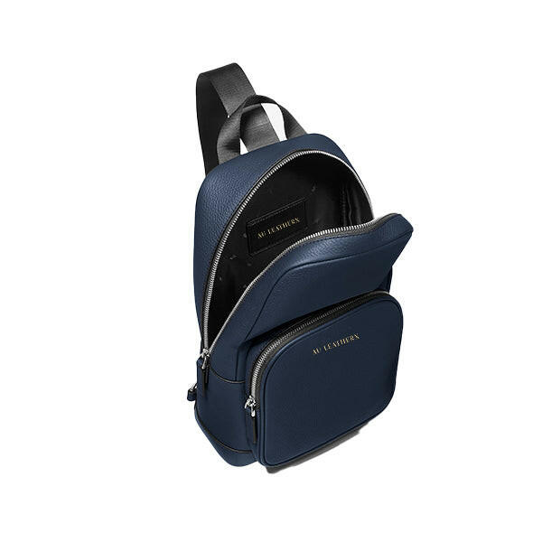 Cooper Pebbled Blue Leather Sling Pack Backpack