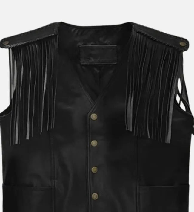 Men's Black Leather Vest