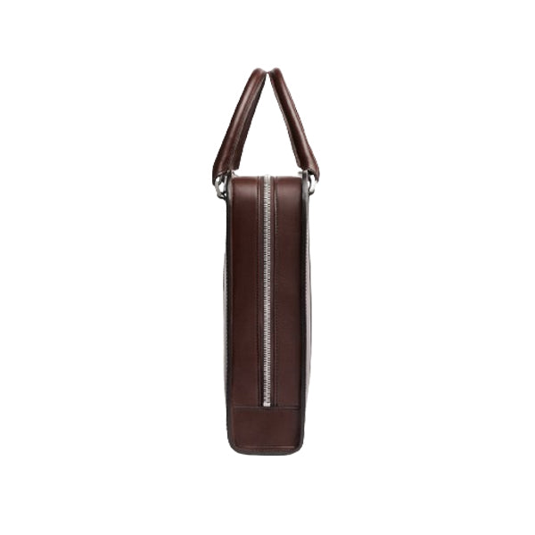 Executive Edge Single Zipper Brown Leather Briefcase