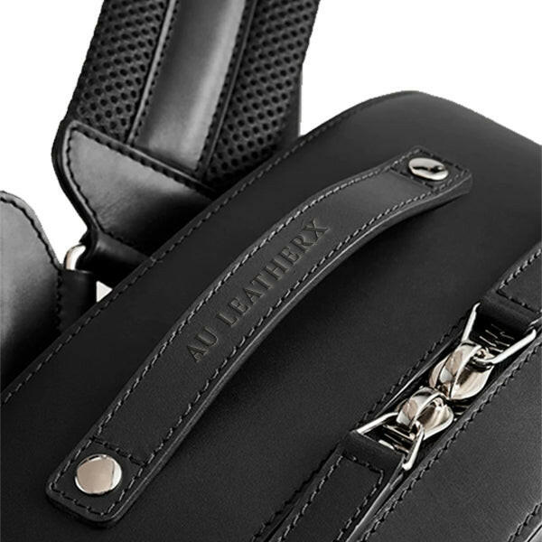 AU Black Leather Backpack