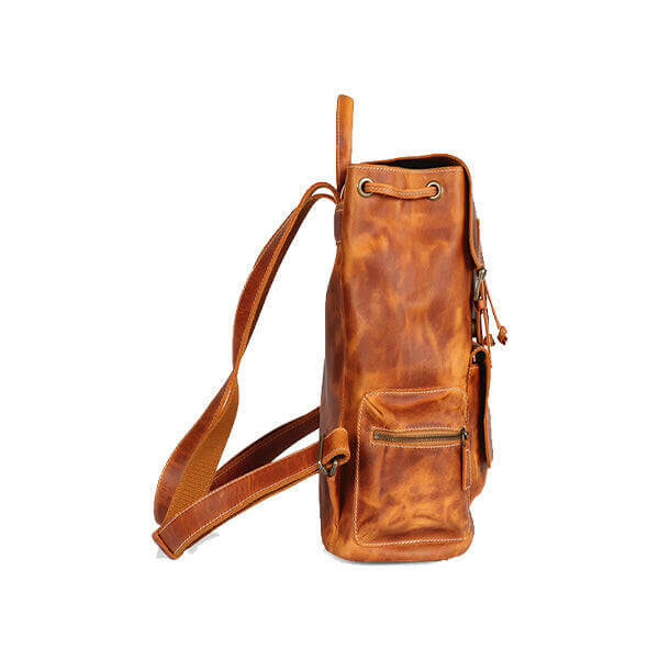 AU LeatherX Camel Brown Leather Backpack