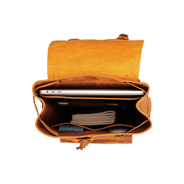AU LeatherX Camel Brown Leather Backpack