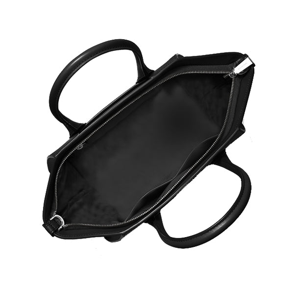 Avril Large Leather Top-Zip Satchel (Black)