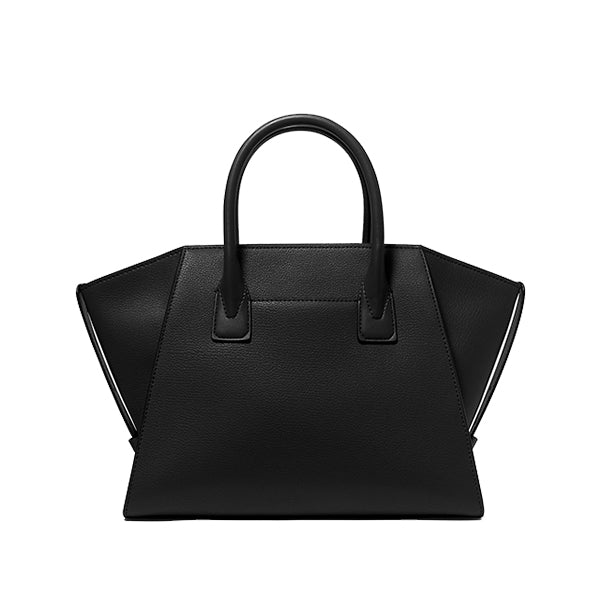 Avril Large Leather Top-Zip Satchel (Black)