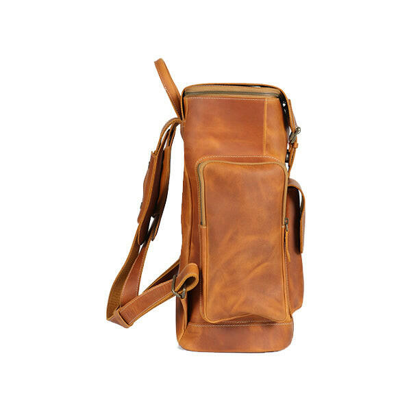 Camel Brown Leather Backpack