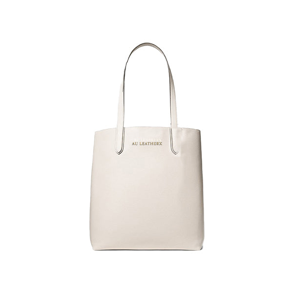 Eliza Extra-Large Pebbled Leather Reversible Tote Bag (Light Cream)