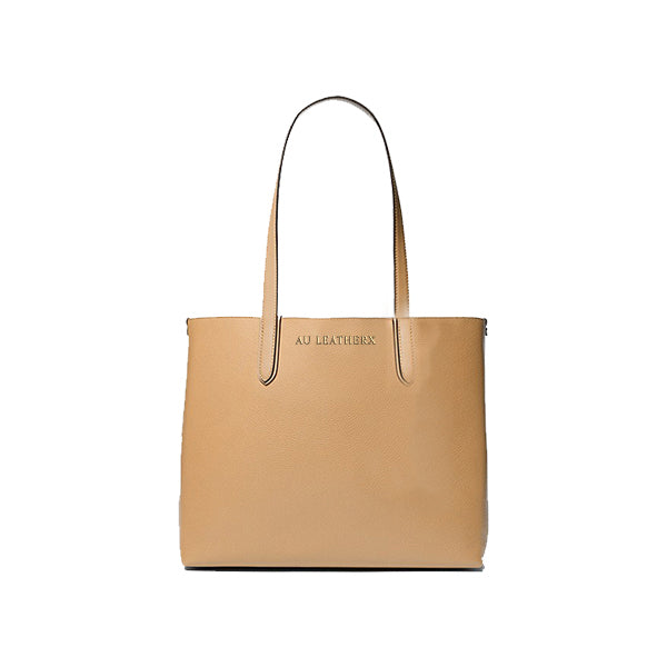 Eliza Extra-Large Pebbled Leather Reversible Tote Bag (Peanut)