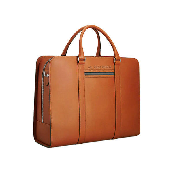 Executive Edge Cognac Leather Briefcase