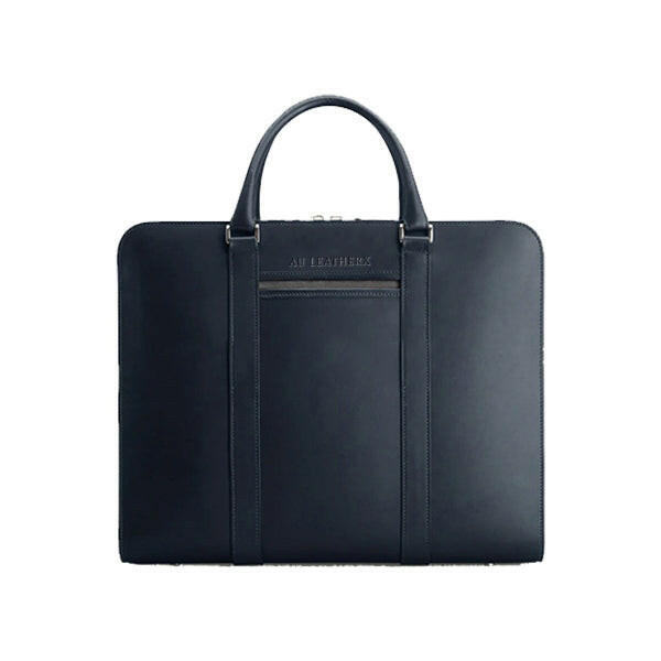 Executive Edge Double Zipper Blue Leather Briefcase