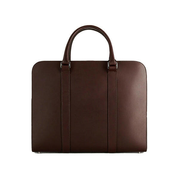 Executive Edge Double Zipper Brown Leather Briefcase