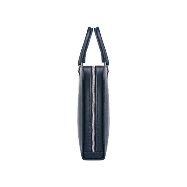Executive Edge Single Zipper Blue Leather Briefcase