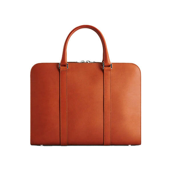 Executive Edge Single Zipper Cognac Leather Briefcase