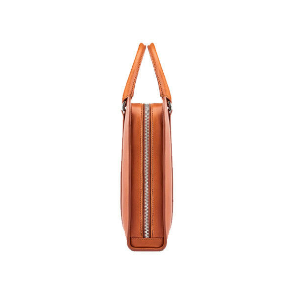 Executive Edge Single Zipper Cognac Leather Briefcase
