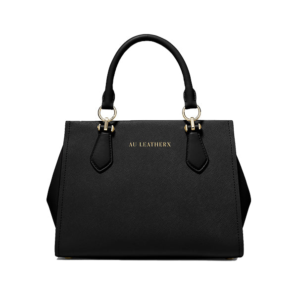 Marilyn Medium Saffiano Leather Satchel (Black)