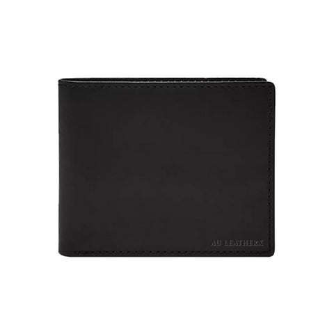 Men's Black Bifold Leather Wallet with Flip ID