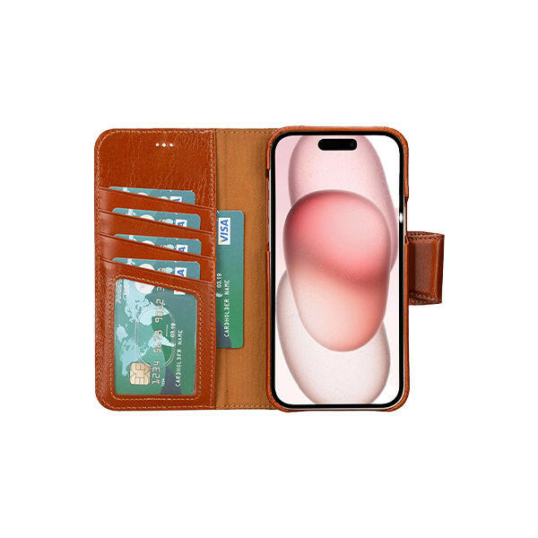 iPhone Wallet Case Pebble Brown