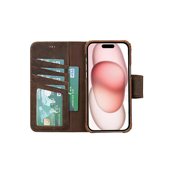 iPhone Wallet Case Distressed Coffee