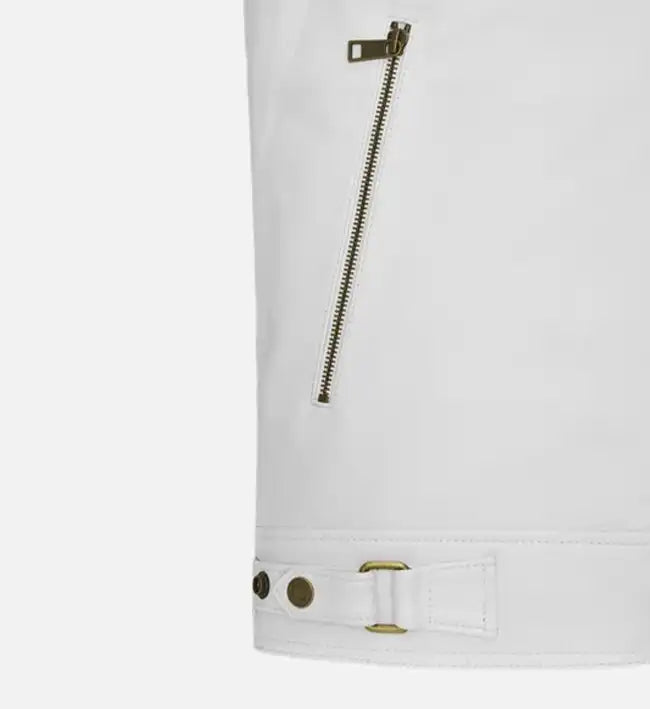 Men's Slim Fit White Biker Leather Jacket