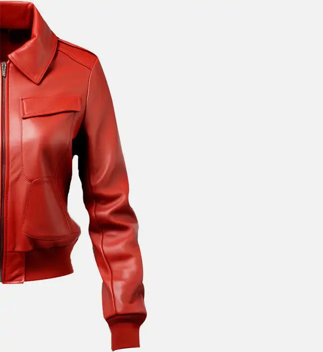 womens bomber red jacket