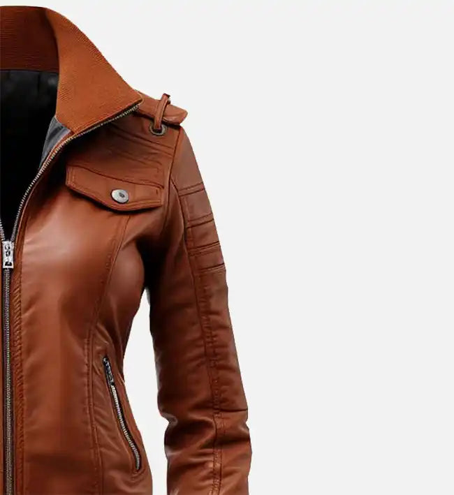 womens brown bomber vintage leather jacket