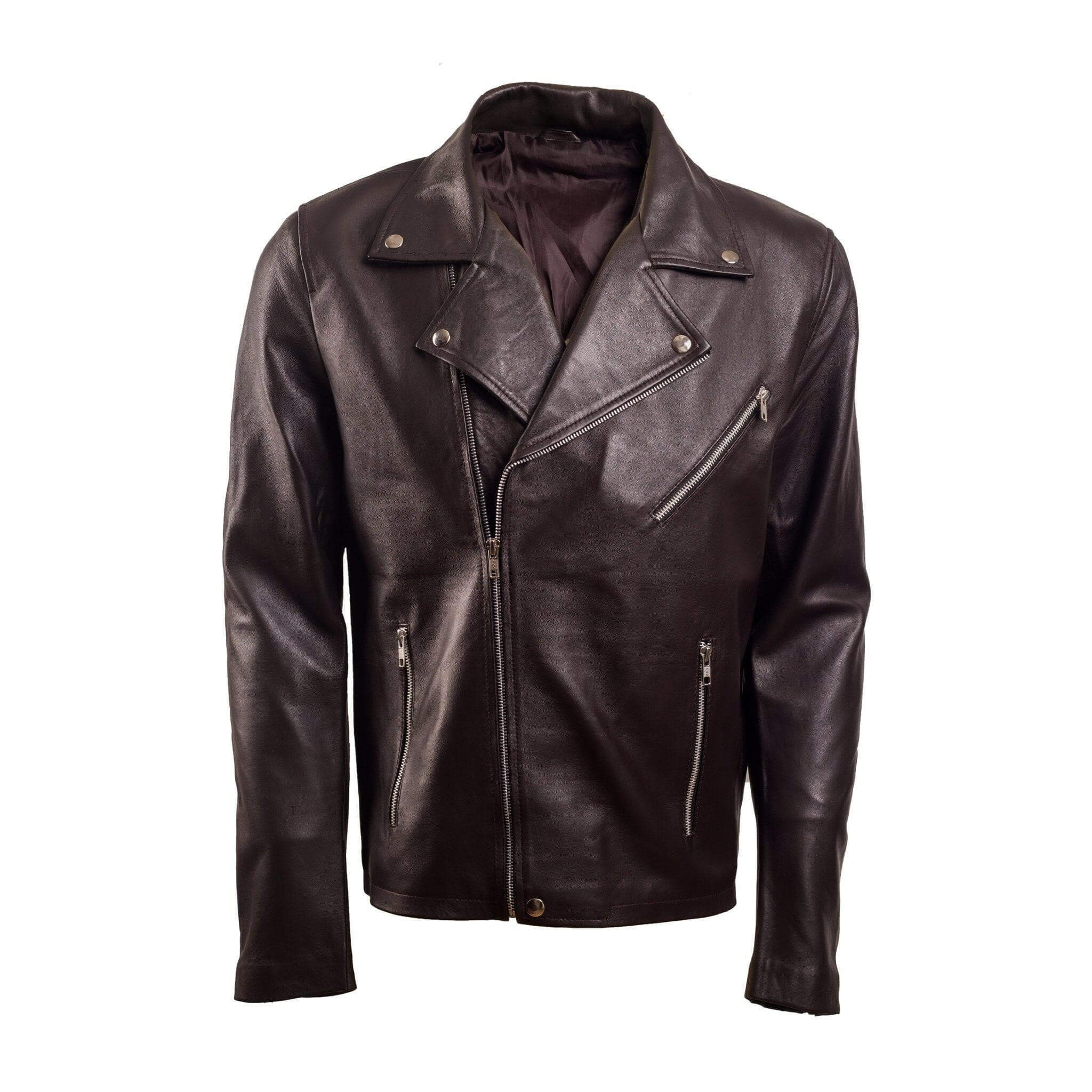 Mens Chocolate Brown Leather Biker jacket AU LeatherX — free download