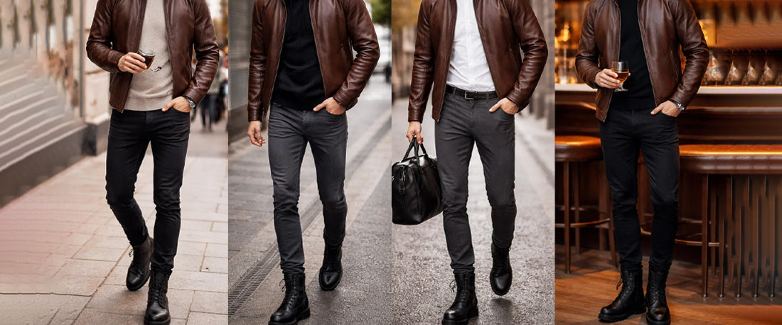 How to Style a Brown Leather Jacket with Black Boots for Any Occasion