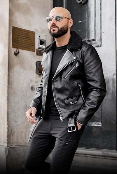 Men Biker jacket - AuLeatherX