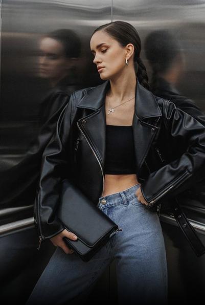 Women Black leather jacket - AuLeatherX
