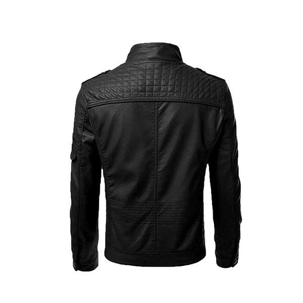 Men’s Slim Fit Black Biker Leather Jacket - AU LeatherX