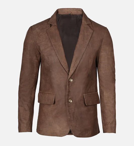 Men's Snuff Brown Leather Blazer Jacket