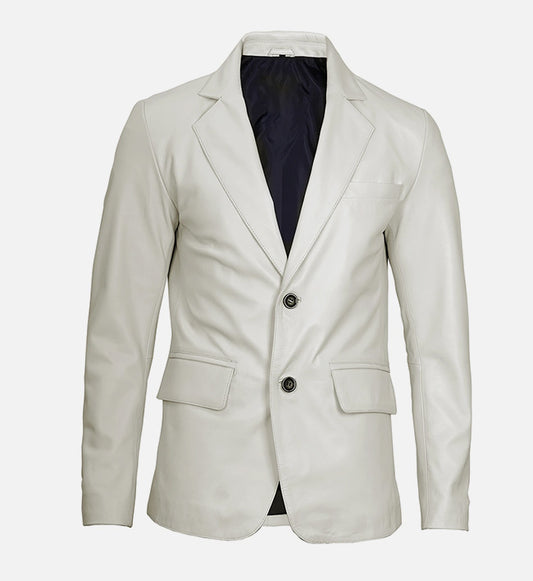 Men's Off White Blazer Real Leather Jacket