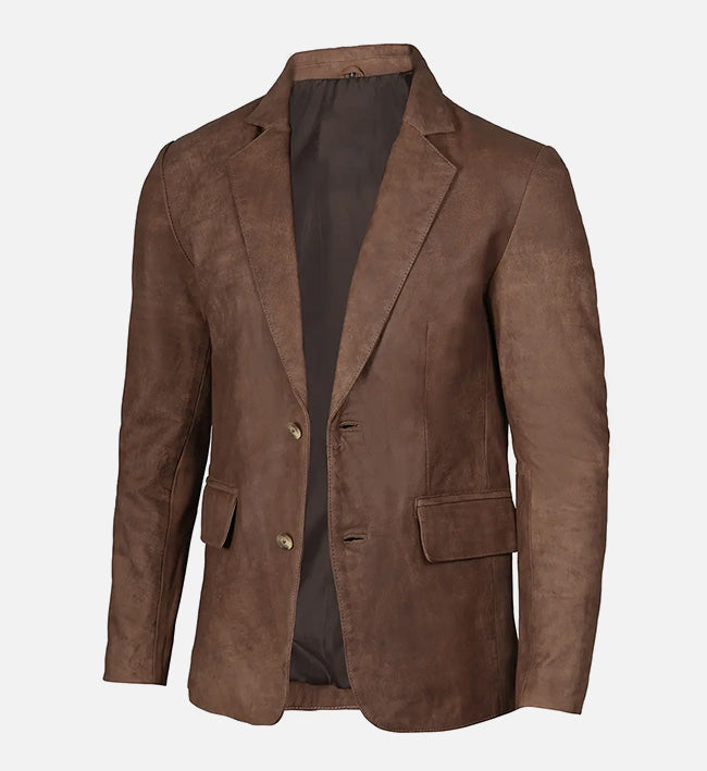 Men's Snuff Brown Leather Blazer Jacket