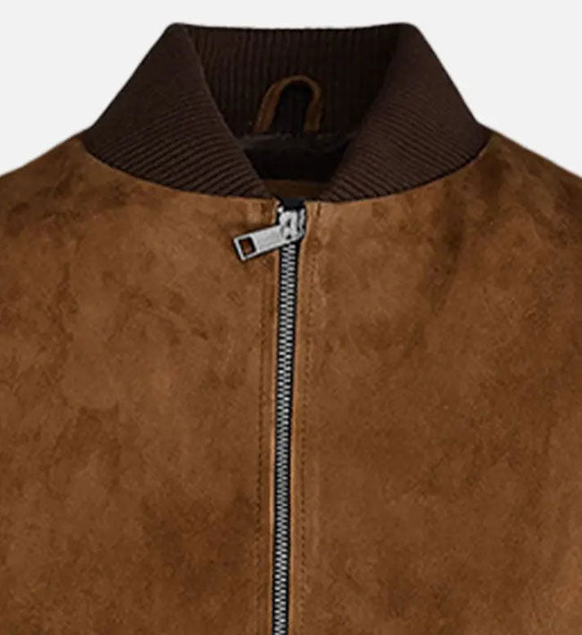 Men's Brown Suede Bomber Jacket