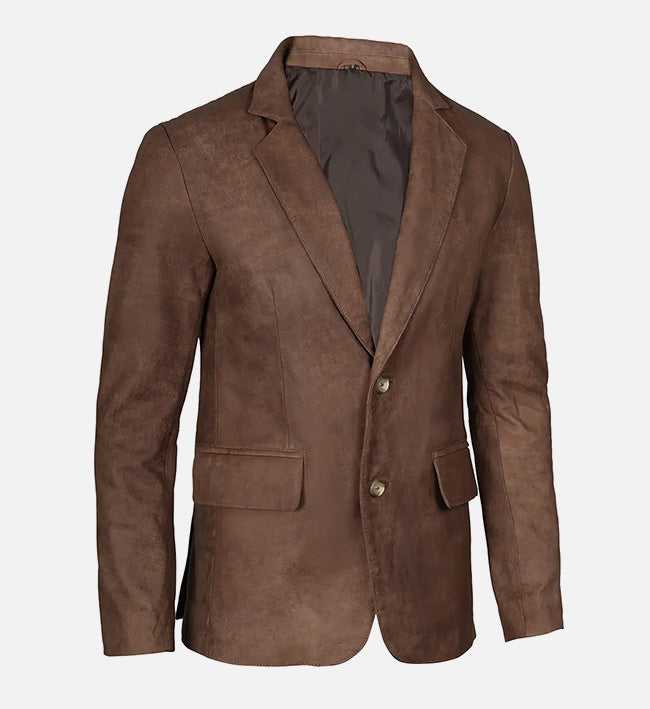 Men's Snuff Brown Leather Blazer Jacket