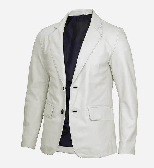 Men's Off White Blazer Real Leather Jacket