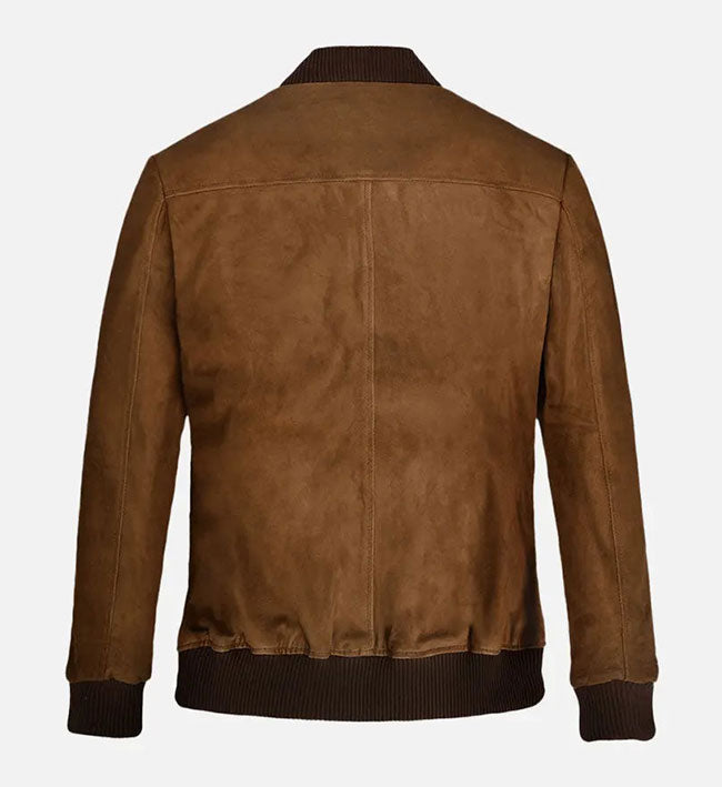 Men's Brown Suede Bomber Jacket