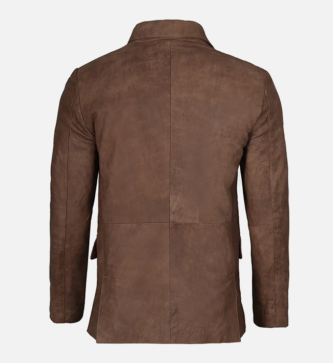 Men's Snuff Brown Leather Blazer Jacket