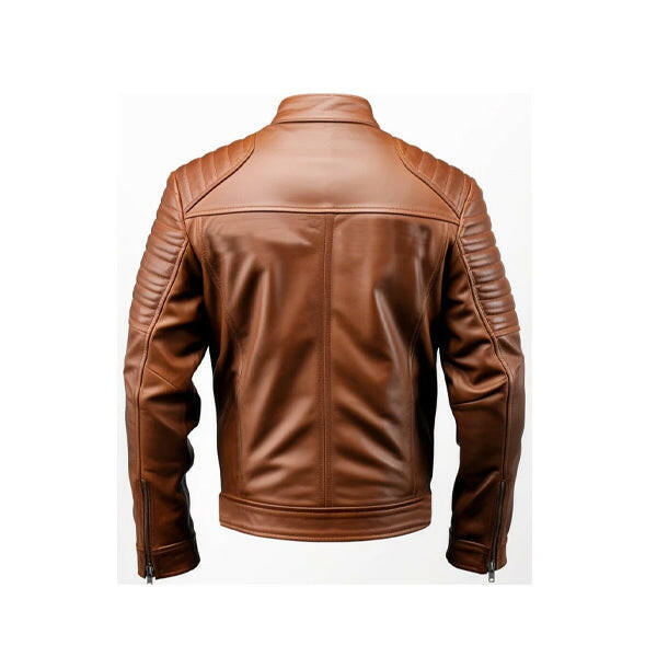 Men's Classic Brown Cafe Racer Leather Jacket
