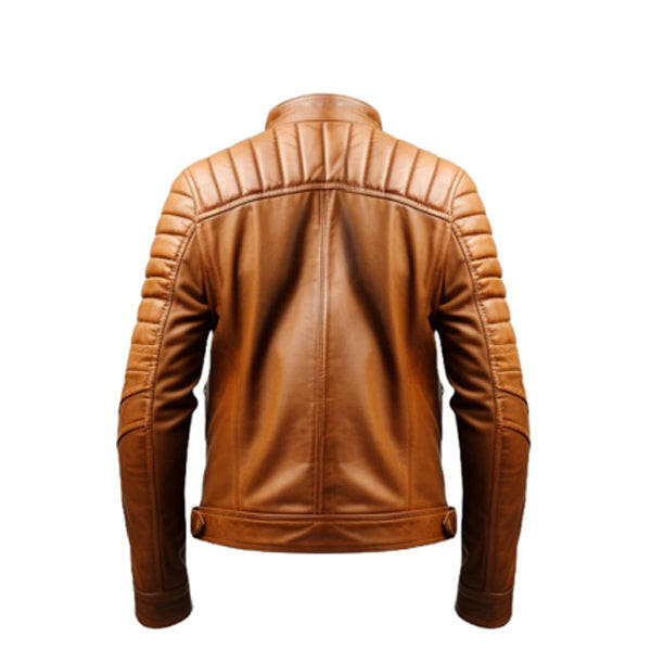 Men's Tan Leather Cafe Racer Jacket