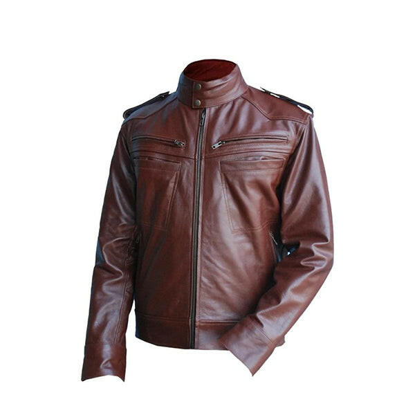 Men Reddish Brown Genuine Leather Jacket - AU LeatherX