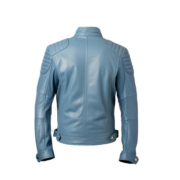 Men's Blue Cafe Racer Leather Jacket
