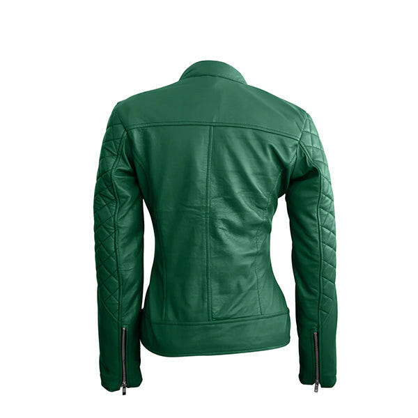 Women Green Quilted Stylish Premium Leather Jacket - AU LeatherX