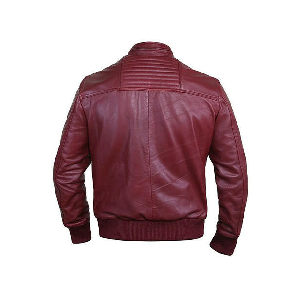 Men's Red Leather Bomber Jacket - AU LeatherX