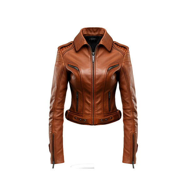 Women's Stylish Brown Leather Jacket - AU LeatherX