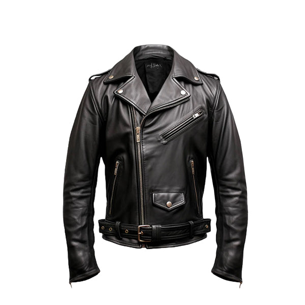 Men's Black Biker Genuine Leather Jacket - AU LeatherX