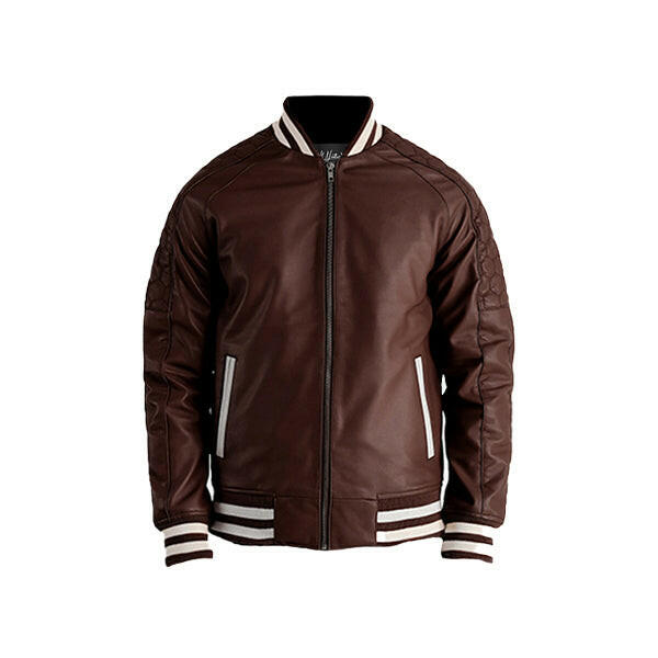 Men's Maroon Leather Varsity Jacket