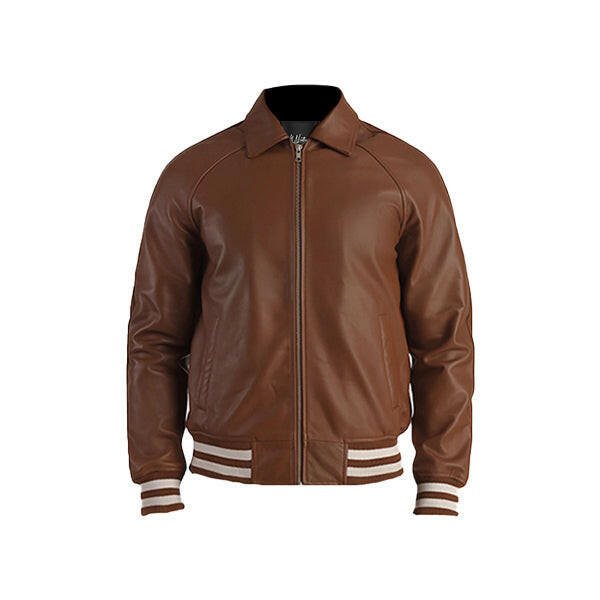 Men's Dark Brown Leather Varsity Jacket