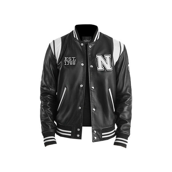 Men's New York Black Leather Varsity Jacket