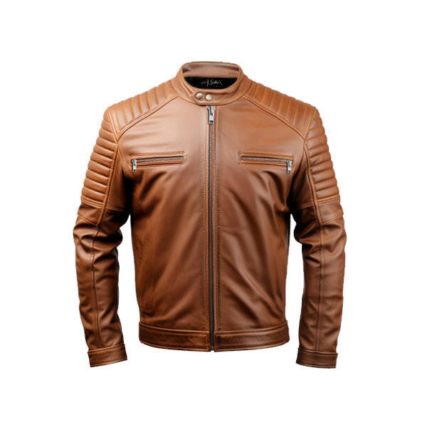 Men's Classic Brown Cafe Racer Leather Jacket
